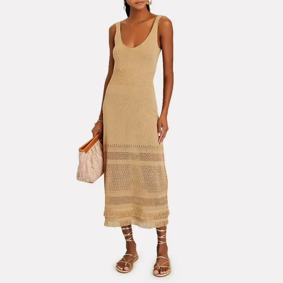 Intermix Celia Beige Sleeveless Knit Maxi Dress - Picture 1 of 8